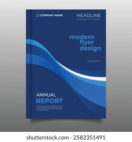 Modern business blue annual report cover book template flyer design