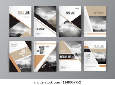 Modern business brochure, banner, page, leaflet, flyer, magazine, cover book template. Abstract colorful background lines, geometrical forms. Cover presentation, layout in A4. Page. Vector set