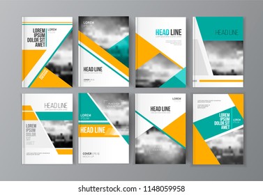 Modern business brochure, banner, page, leaflet, flyer, magazine, cover book template. Abstract colorful background lines, geometrical forms. Cover presentation, layout in A4. Page. Vector set