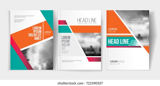 Modern business brochure, banner, page, leaflet, flyer, magazine, cover book template. Abstract colorful background lines, geometrical forms. Cover presentation, layout in A4. Page. Vector set