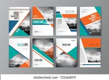 Modern business brochure, banner, page, leaflet, flyer, magazine, cover book template. Abstract colorful background lines, geometrical forms. Cover presentation, layout in A4. Page. Vector set