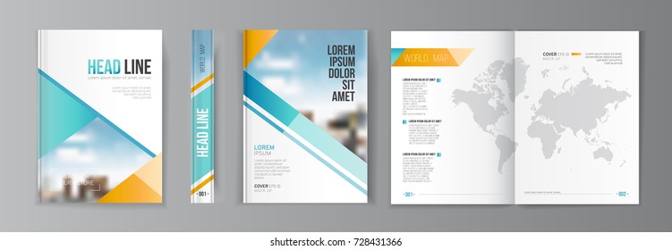 Modern business brochure, banner, page, leaflet, flyer, magazine, cover book template. Abstract colorful background lines, geometrical forms. Cover presentation, layout in A4. Page. Vector set
