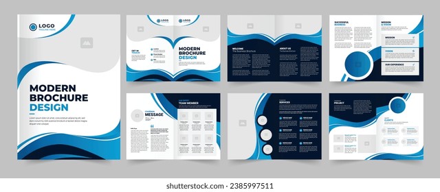 Modern business brochure design template, company brochure design , blue and black shape clean multipurpose brochure layout