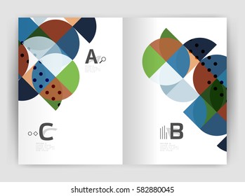 Modern business brochure or leaflet A4 cover template. Abstract background with color triangles, annual report print backdrop. Vector design for workflow layout, diagram, number options or web design