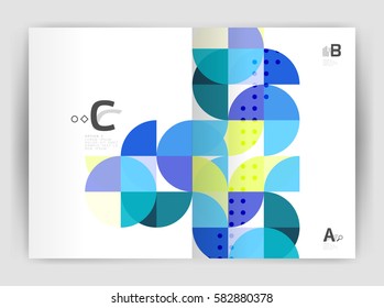 Modern business brochure or leaflet A4 cover template. Abstract background with color triangles, annual report print backdrop. Vector design for workflow layout, diagram, number options or web design