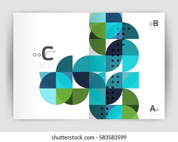 Modern business brochure or leaflet A4 cover template. Abstract background with color triangles, annual report print backdrop. Vector design for workflow layout, diagram, number options or web design