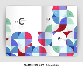 Modern business brochure or leaflet A4 cover template. Abstract background with color triangles, annual report print backdrop. Vector design for workflow layout, diagram, number options or web design