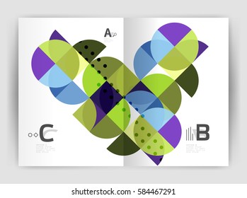 Modern business brochure or leaflet A4 cover template. Abstract background with color triangles, annual report print backdrop. Vector design for workflow layout, diagram, number options or web design