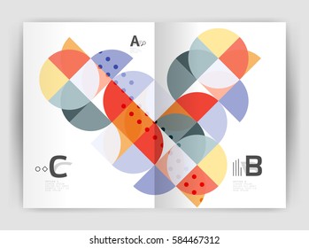 Modern business brochure or leaflet A4 cover template. Abstract background with color triangles, annual report print backdrop. Vector design for workflow layout, diagram, number options or web design