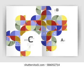 Modern business brochure or leaflet A4 cover template. Abstract background with color triangles, annual report print backdrop. Vector design for workflow layout, diagram, number options or web design