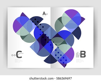 Modern business brochure or leaflet A4 cover template. Abstract background with color triangles, annual report print backdrop. Vector design for workflow layout, diagram, number options or web design