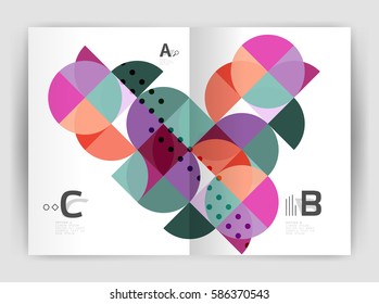 Modern business brochure or leaflet A4 cover template. Abstract background with color triangles, annual report print backdrop. Vector design for workflow layout, diagram, number options or web design
