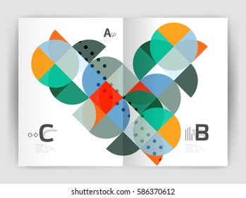 Modern business brochure or leaflet A4 cover template. Abstract background with color triangles, annual report print backdrop. Vector design for workflow layout, diagram, number options or web design