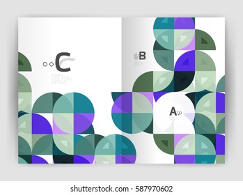 Modern business brochure or leaflet A4 cover template. Abstract background with color triangles, annual report print backdrop. Vector design for workflow layout, diagram, number options or web design