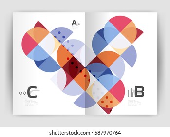 Modern business brochure or leaflet A4 cover template. Abstract background with color triangles, annual report print backdrop. Vector design for workflow layout, diagram, number options or web design