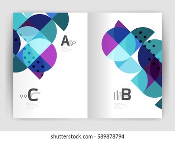 Modern business brochure or leaflet A4 cover template. Abstract background with color triangles, annual report print backdrop. Vector design for workflow layout, diagram, number options or web design