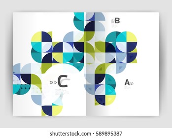 Modern business brochure or leaflet A4 cover template. Abstract background with color triangles, annual report print backdrop. Vector design for workflow layout, diagram, number options or web design