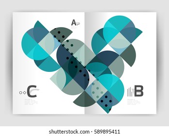 Modern business brochure or leaflet A4 cover template. Abstract background with color triangles, annual report print backdrop. Vector design for workflow layout, diagram, number options or web design