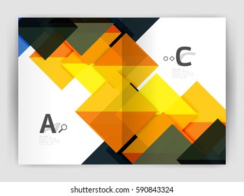 Modern business brochure or leaflet A4 cover template. Abstract background with color triangles, annual report print backdrop. Vector design for workflow layout, diagram, number options or web design