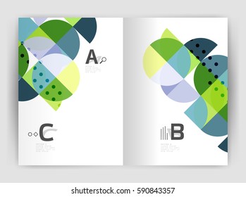 Modern business brochure or leaflet A4 cover template. Abstract background with color triangles, annual report print backdrop. Vector design for workflow layout, diagram, number options or web design