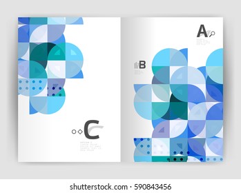 Modern business brochure or leaflet A4 cover template. Abstract background with color triangles, annual report print backdrop. Vector design for workflow layout, diagram, number options or web design