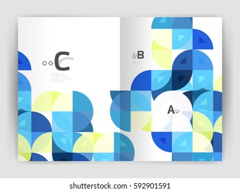 Modern business brochure or leaflet A4 cover template. Abstract background with color triangles, annual report print backdrop. Vector design for workflow layout, diagram, number options or web design