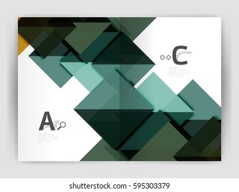 Modern business brochure or leaflet A4 cover template. Abstract background with color triangles, annual report print backdrop. Vector design for workflow layout, diagram, number options or web design