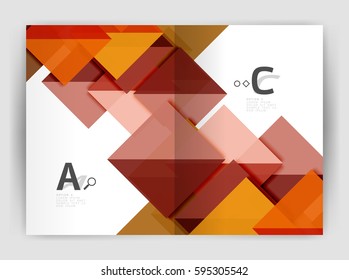 Modern business brochure or leaflet A4 cover template. Abstract background with color triangles, annual report print backdrop. Vector design for workflow layout, diagram, number options or web design