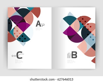 Modern business brochure or leaflet A4 cover template. Abstract background with color triangles, annual report print backdrop. Vector design for workflow layout, diagram, number options or web design