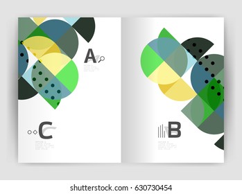 Modern business brochure or leaflet A4 cover template. Abstract background with color triangles, annual report print backdrop. Vector design for workflow layout, diagram, number options or web design