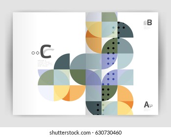 Modern business brochure or leaflet A4 cover template. Abstract background with color triangles, annual report print backdrop. Vector design for workflow layout, diagram, number options or web design