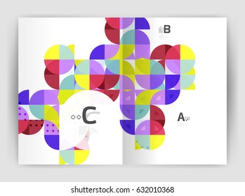 Modern business brochure or leaflet A4 cover template. Abstract background with color triangles, annual report print backdrop. Vector design for workflow layout, diagram, number options or web design