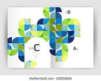 Modern Business Brochure Or Leaflet A4 Cover Template. Abstract Background With Color Triangles, Annual Report Print Backdrop. Vector Design For Workflow Layout, Diagram, Number Options Or Web Design