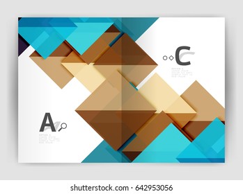 Modern business brochure or leaflet A4 cover template. Abstract background with color triangles, annual report print backdrop. Vector design for workflow layout, diagram, number options or web design