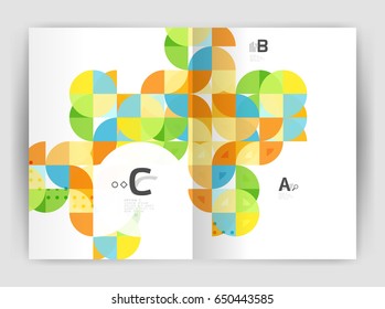 Modern business brochure or leaflet A4 cover template. Abstract background with color triangles, annual report print backdrop. Vector design for workflow layout, diagram, number options or web design