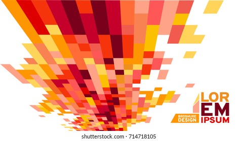 Modern business brochure, leaflet, flyer, cover template. Abstract background lines, meshes, geometrical forms. Vector illustration. Autumn colors, red, yellow, orange.