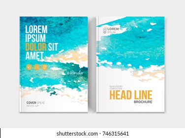 Modern business brochure, leaflet, flyer, cover template. Abstract watercolor colorful set. Cover presentation, layout in A4 size.Vector illustration.