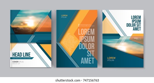 Modern business brochure, leaflet, flyer, cover template. Abstract colorful set. Cover presentation, layout in A4 size.Vector illustration.