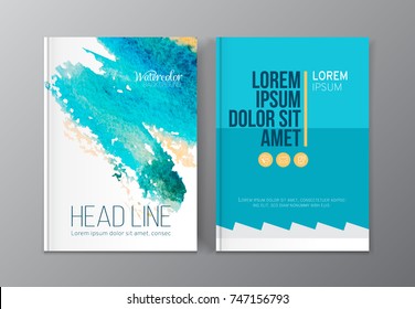 Modern business brochure, leaflet, flyer, cover template. Abstract watercolor colorful set. Cover presentation, layout in A4 size.Vector illustration.