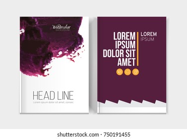 Modern business brochure, leaflet, flyer, cover template. Abstract watercolor colorful set. Cover presentation, layout in A4 size.Vector illustration.