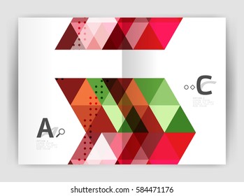 Modern business brochure or leaflet print cover template. Abstract background with color triangles. Vector design for workflow layout, diagram, number options or web design