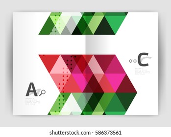 Modern business brochure or leaflet print cover template. Abstract background with color triangles. Vector design for workflow layout, diagram, number options or web design