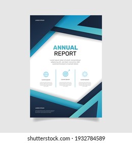 Modern business brochure template annual report with abstract blue shapes. - Vector.
