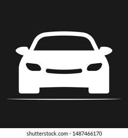 Modern business car silhouette icon. Driving logo. Vector image of vehicle. Front view of transport. Vehicle sharing service label.