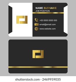 modern business card with abstract design and gold luxury logo