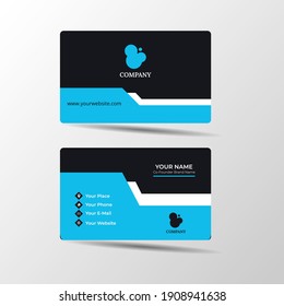 Modern business card black and blue corporate professional Premium Vector