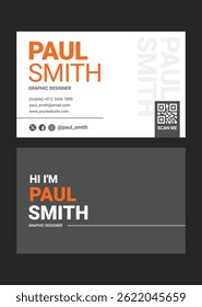 Modern business card black and orange template design