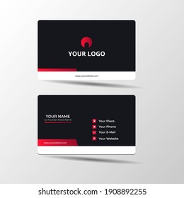 Modern business card black and red corporate professional Premium Vector
