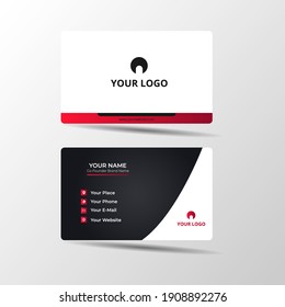 Moderna tarjeta de negocios profesional de color negro y rojo profesional Premium Vector
