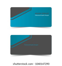 modern business card with blue and black color design vector isolated